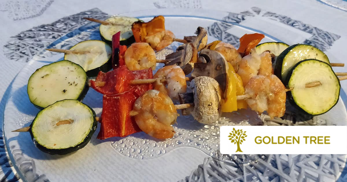 Mediterrane Garnelen-Gemüse-Spieße