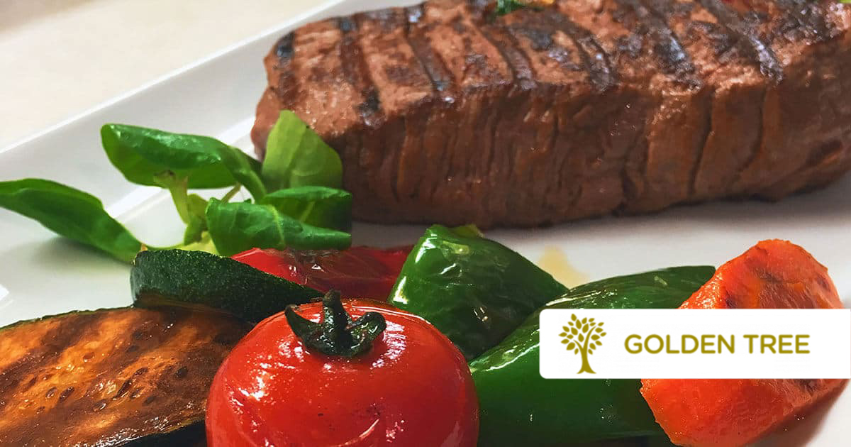 Saftiges Steak mit gebratenem Gemüse